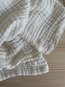 Organic Cotton Gauze Blanket LACE TRIM | Coconut Cream