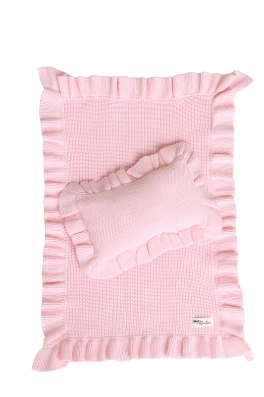 Pink Frilled Dolls Blanket and Pillow Set