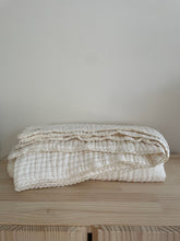 Load image into Gallery viewer, Organic Cotton Gauze Blanket LACE TRIM | Coconut Cream