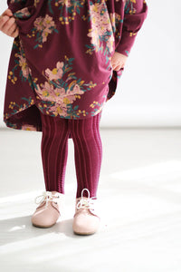 Footed Tights | Burgandy