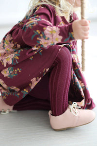 Footed Tights | Burgandy