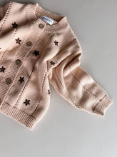 Load image into Gallery viewer, Cotton Knit Cardigan | Embroidery Brown Daisy