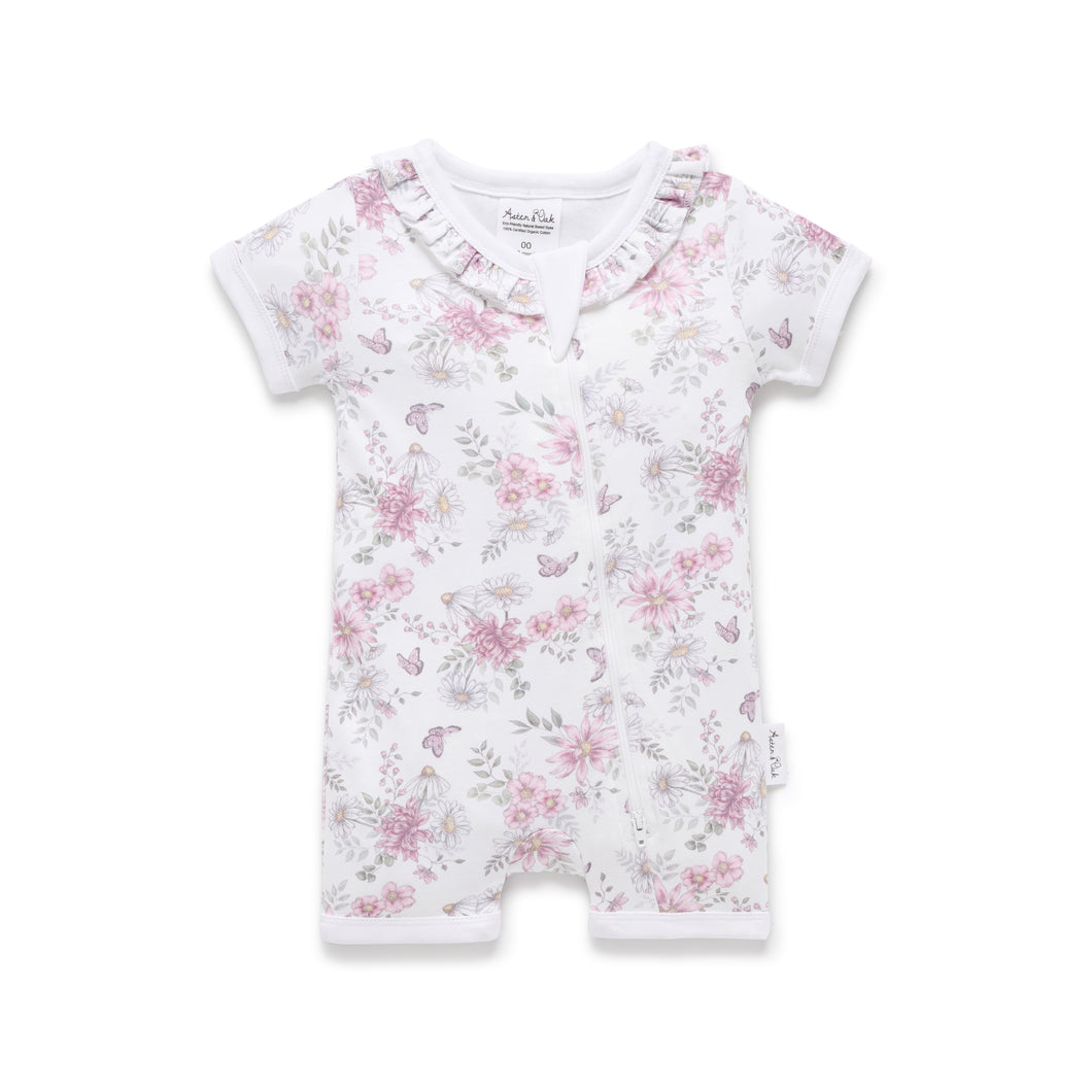 Daisy Floral SS Zip Romper