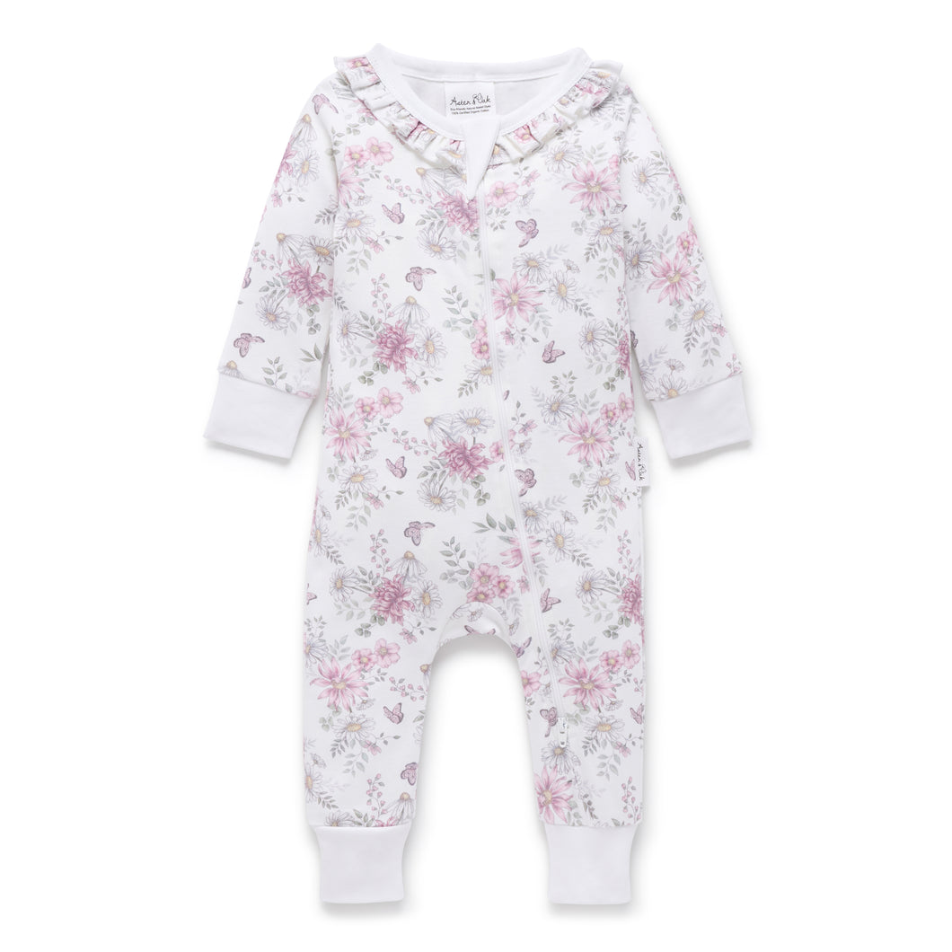 Daisy Floral LS Zip Romper