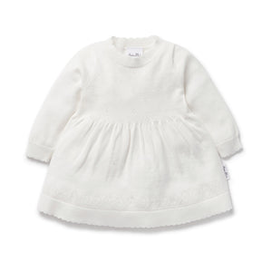 Ivory Pointelle Knit Dress