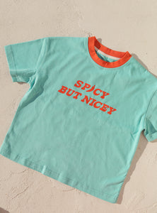 Spicey But Nicey T Shirt | Aqua & Red