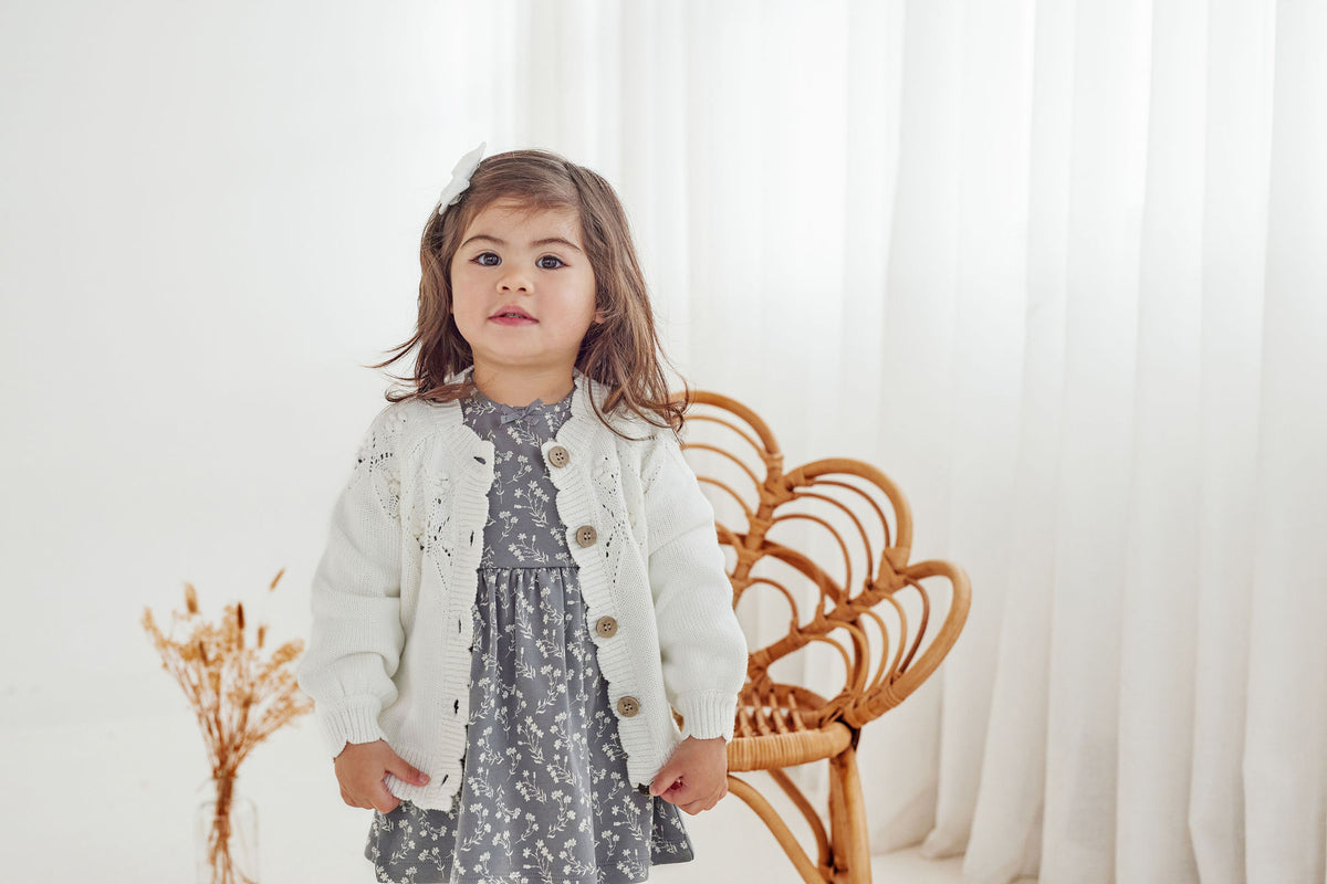 Ivory Knit Cardigan SIZE 3-6M and 4YR