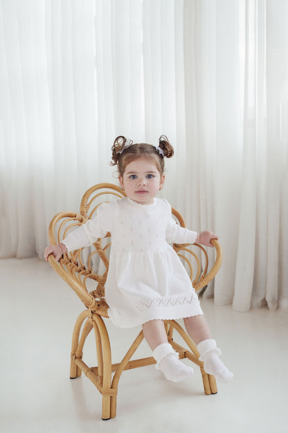Ivory Pointelle Knit Dress