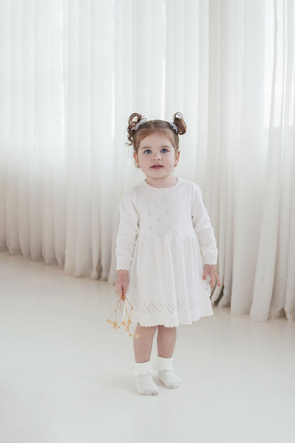 Ivory Pointelle Knit Dress