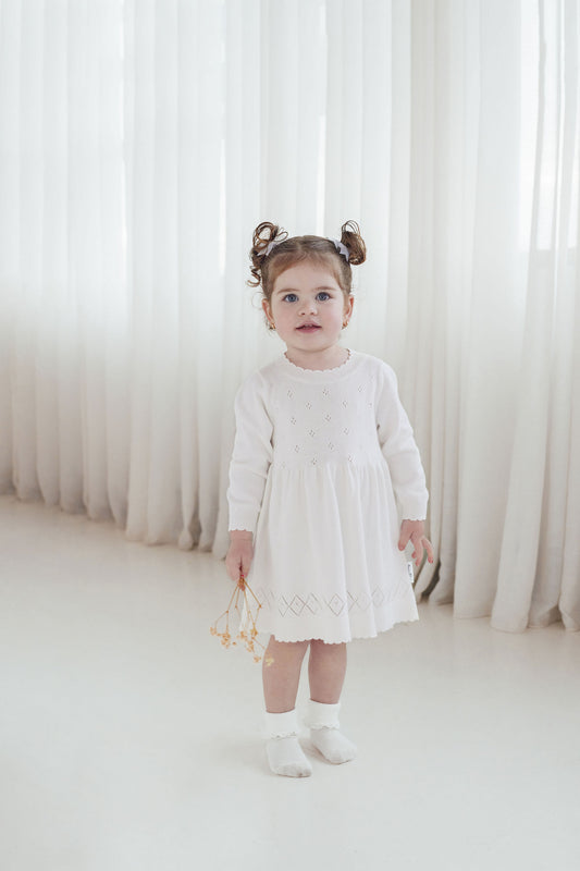 Ivory Pointelle Knit Dress