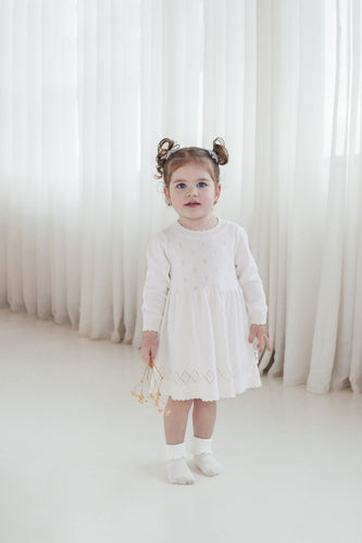 Ivory Pointelle Knit Dress