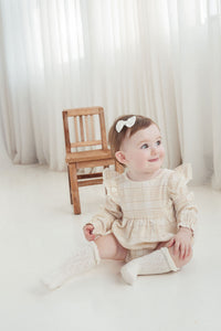 Beige Plaid Bubble Romper