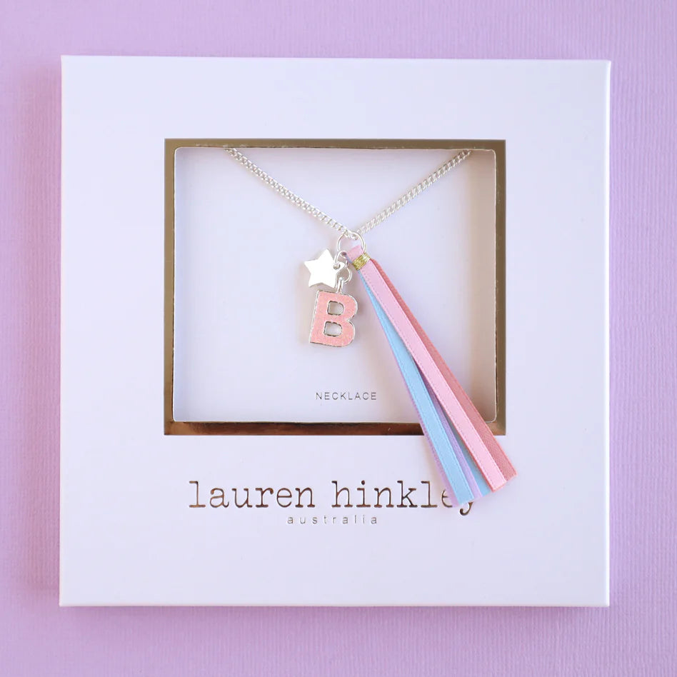 Pink Glitter Initial Necklace