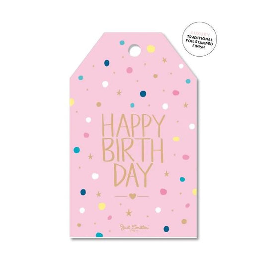 Pink Confetti Birthday | Gift Tag
