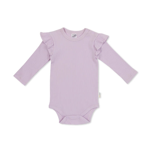 Jenny L/S Ruffle Bodysuit | Ribbed Lavender