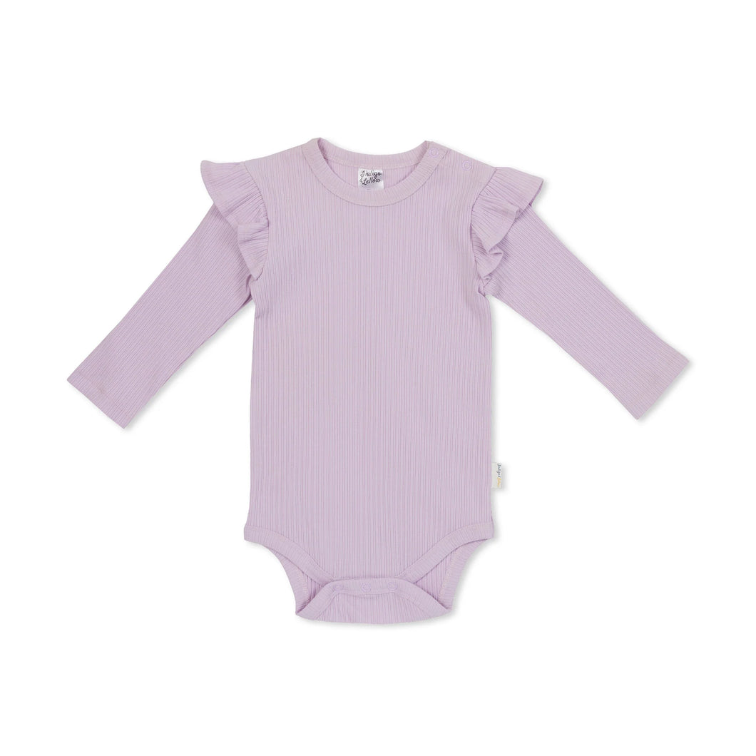 Jenny L/S Ruffle Bodysuit | Ribbed Lavender