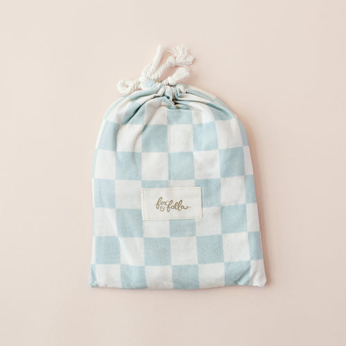 Sage Check Organic Fitted Bassinet Sheet/Change Pad Cover