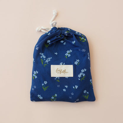 Forget-Me-Not Navy Organic Fitted Bassinet Sheet/Change Pad Cover