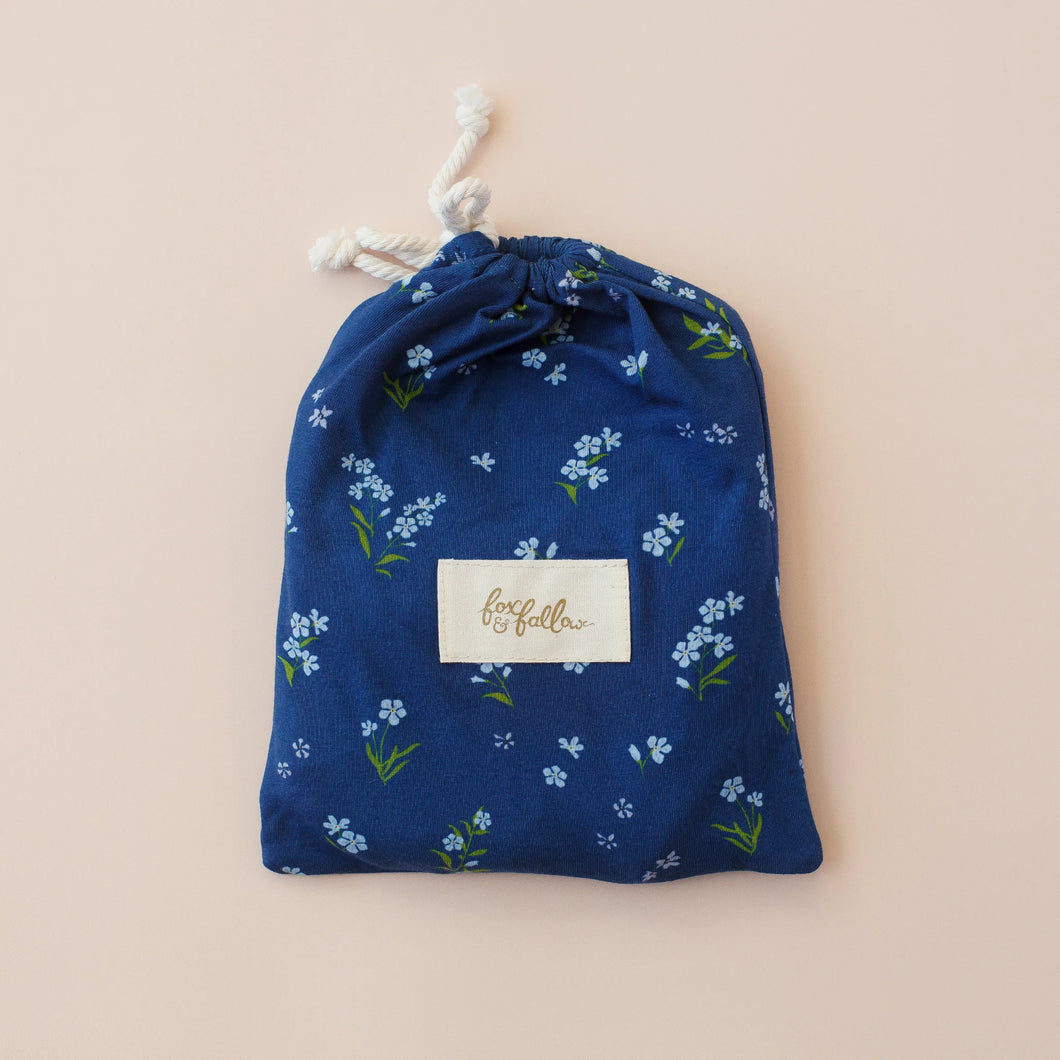 Forget-Me-Not Navy Organic Fitted Bassinet Sheet/Change Pad Cover