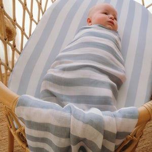 Cloud Stripe Organic Fitted Bassinet Sheet/Change Pad Cover