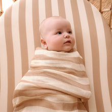 Load image into Gallery viewer, Coffee Stripe Organic Fitted Bassinet Sheet/Change Pad Cover