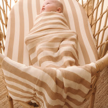 Load image into Gallery viewer, Coffee Stripe Organic Fitted Bassinet Sheet/Change Pad Cover