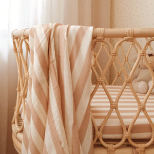 Coffee Stripe Organic Muslin Wrap Swaddle