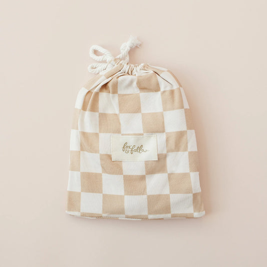 Caramel Check Organic Fitted Bassinet Sheet/Change Pad Cover
