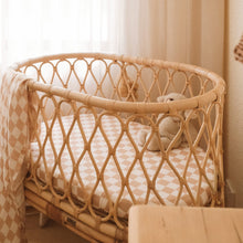 Load image into Gallery viewer, Caramel Check Organic Fitted Bassinet Sheet/Change Pad Cover