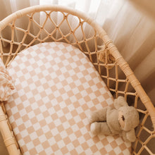 Load image into Gallery viewer, Caramel Check Organic Fitted Bassinet Sheet/Change Pad Cover