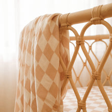 Load image into Gallery viewer, Caramel Check Organic Muslin Wrap Swaddle