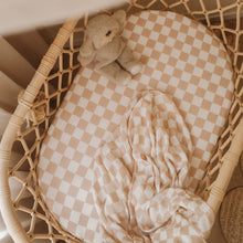 Load image into Gallery viewer, Caramel Check Organic Muslin Wrap Swaddle