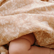 Load image into Gallery viewer, Forest Friends Caramel Organic Muslin Wrap Swaddle
