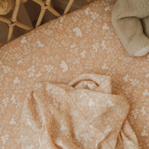 Forest Friends Caramel Organic Muslin Wrap Swaddle