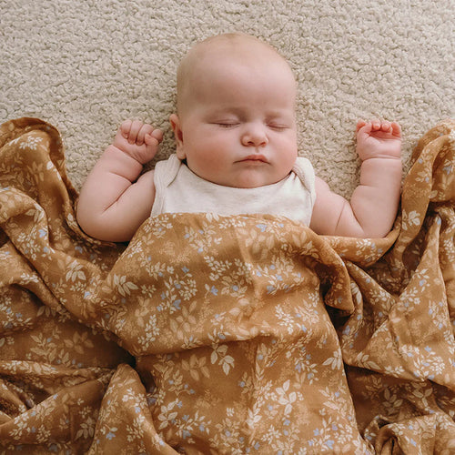 Gold Holly Organic Muslin Wrap Swaddle