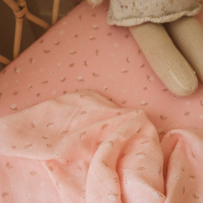 Dusty Roses Organic Muslin Wrap Swaddle