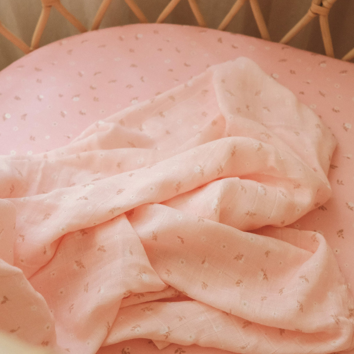 Dusty Roses Organic Muslin Wrap Swaddle