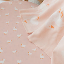 Load image into Gallery viewer, Pink Ducks Organic Fitted Cot Sheet