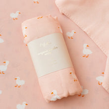 Load image into Gallery viewer, Pink Ducks Organic Muslin Wrap Swaddle