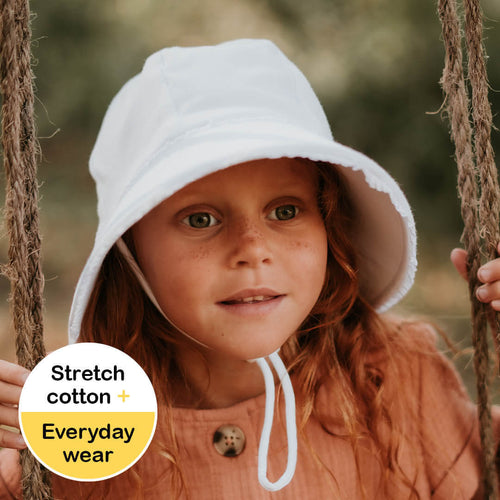Ponytail Bucket Sun Hat - White Ruffle