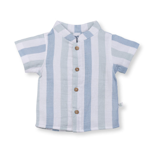 Button Up Shirt | Ocean Mist Stripes