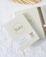 Load image into Gallery viewer, Classic White Linen Baby Memory Book with Keepsake Box