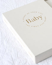 Load image into Gallery viewer, Classic White Linen Baby Memory Book with Keepsake Box