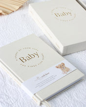 Load image into Gallery viewer, Classic White Linen Baby Memory Book with Keepsake Box