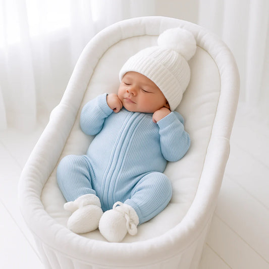 Baby Blue Rib Zipsuit