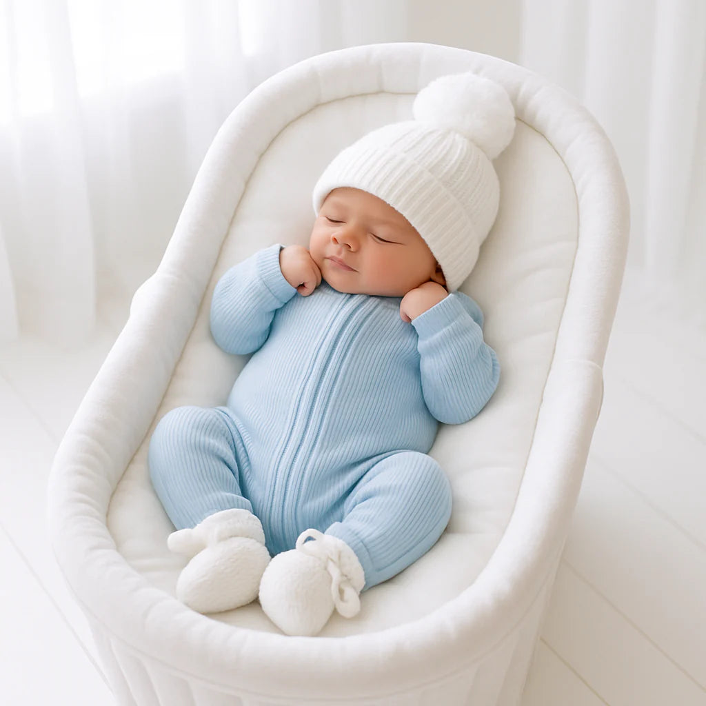 Baby Blue Rib Zipsuit
