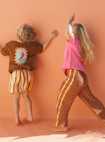 Stripe Knit Shorts | Brown & Orange
