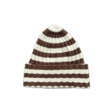 Load image into Gallery viewer, Organic Striped Pixie Rib Beanie - Espresso