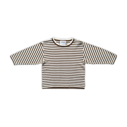 Organic Essential Stripe LS Knit Tee - Espresso