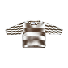 Load image into Gallery viewer, Organic Essential Stripe LS Knit Tee - Espresso